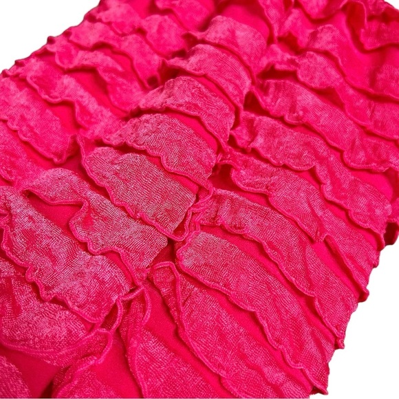 Gorgeous Hot Pink Crib Skirt 3 Sided with Tiered Ruffles - Picture 2 of 6